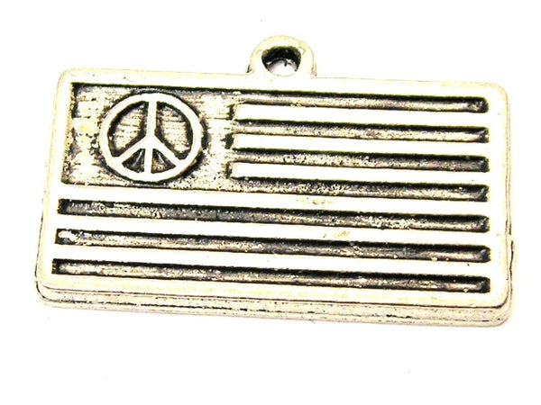 Peace Sign American Flag Genuine American Pewter Charm