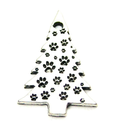 Paw Print Christmas Tree Genuine American Pewter Charm