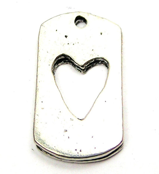 Dog Tag With Open Heart Genuine American Pewter Charm