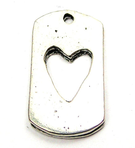 Dog Tag With Open Heart Genuine American Pewter Charm