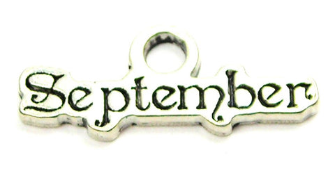 September Outlined Genuine American Pewter Charm