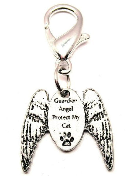 Guardian Angel Protect My Cat With Wings Zipper Pull