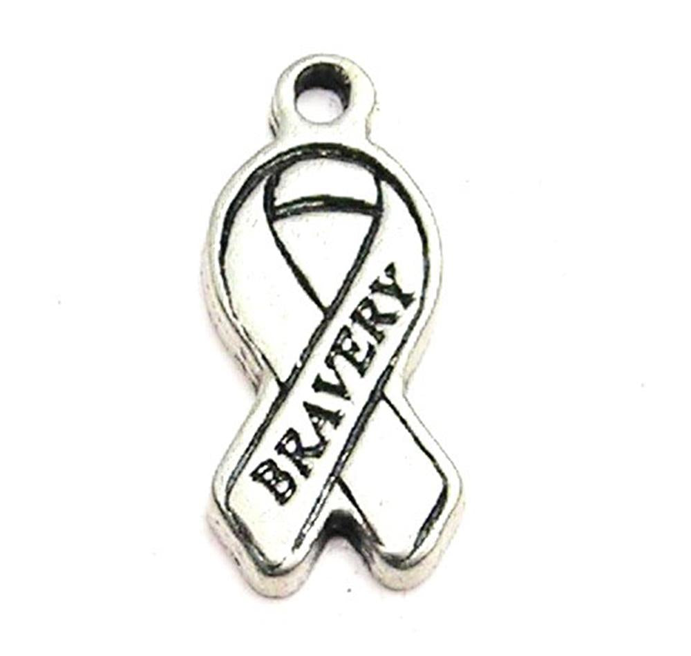 Brave Ribbon Bravery Awareness Ribbon Genuine American Pewter Charm - American Made ...