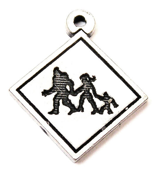 Big Foot Family Crossing Sign Genuine American Pewter Charm