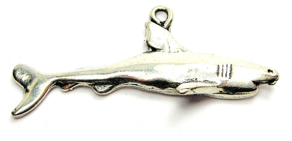 Side View Shark Genuine American Pewter Charm