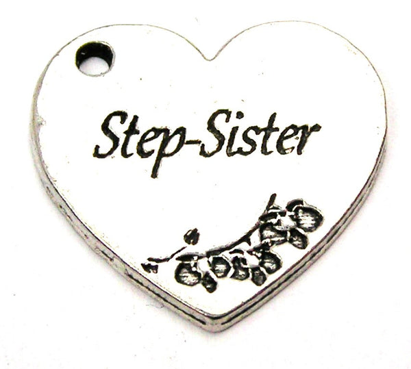 Step Sister Heart Genuine American Pewter Charm