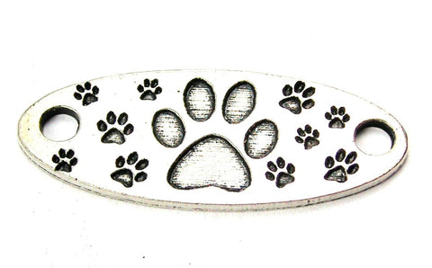 Paw Prints All Over - 2 Hole Connector Genuine American Pewter Charm