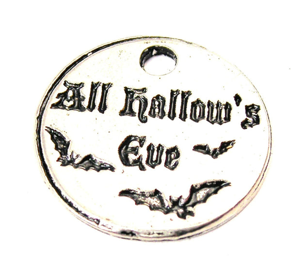 All Hollows Eve Circle With Bats Genuine American Pewter Charm