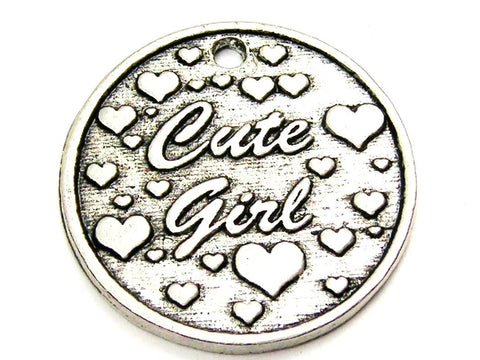 Cute Girl Genuine American Pewter Charm