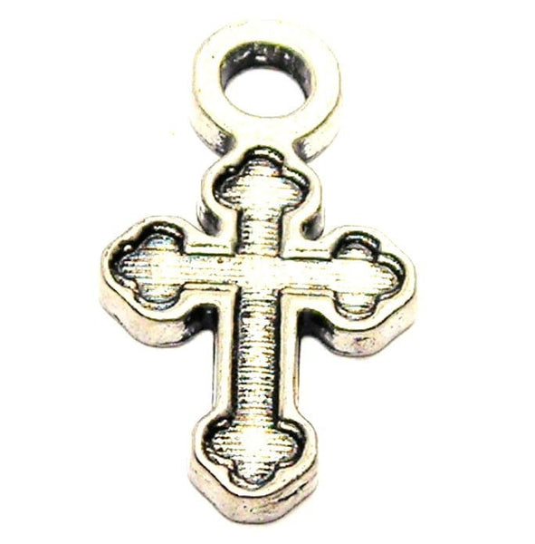 Engraved Catholic Cross Genuine American Pewter Charm