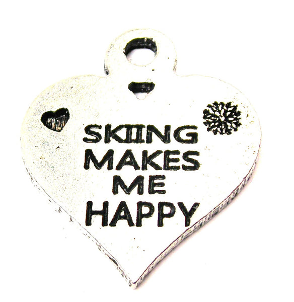 Skiing Makes Me Happy Genuine American Pewter Charm