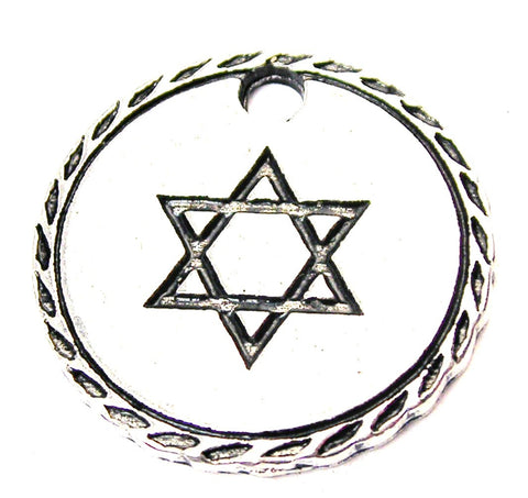 Star Of David Detailed Trim Genuine American Pewter Charm