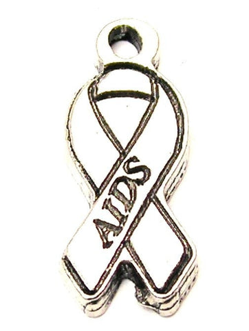 Aids Awareness Ribbon Genuine American Pewter Charm