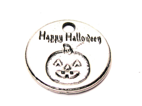 Happy Halloween With Pumpkin Genuine American Pewter Charm