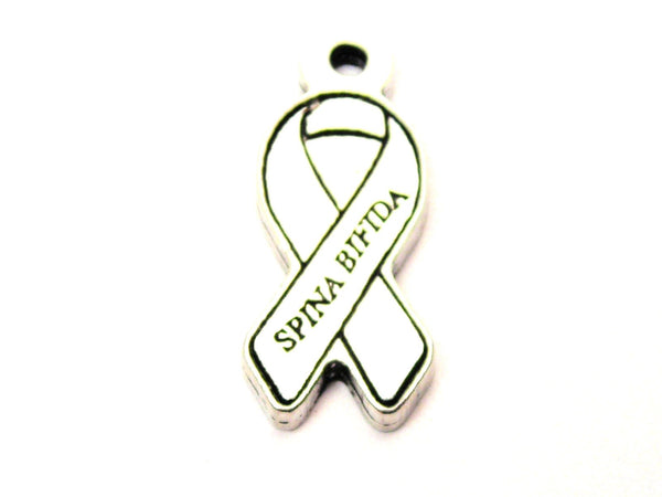 Spina Bifida Awareness Ribbon Genuine American Pewter Charm