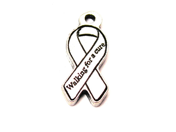 Walking For A Cure Awareness Ribbon Genuine American Pewter Charm
