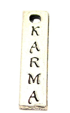 Karma Long Tab Genuine American Pewter Charm