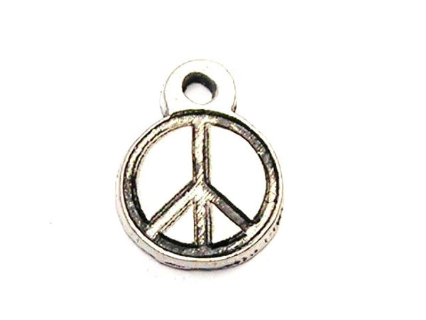 Small Engraved Peace Sign Genuine American Pewter Charm