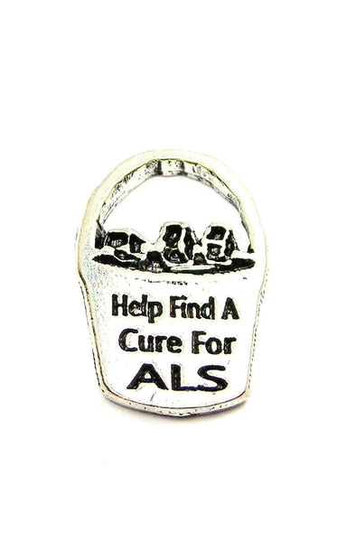 Help Find A Cure For ALS Ice Bucket Genuine American Pewter Charm