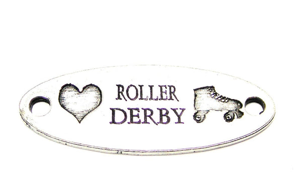 Love Roller Derby - 2 Hole Connector Genuine American Pewter Charm