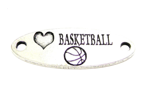 Love Basketball - 2 Hole Connector Genuine American Pewter Charm
