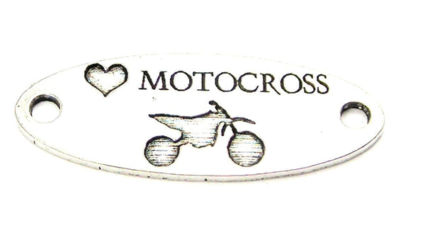 Love Motocross - 2 Hole Connector Genuine American Pewter Charm