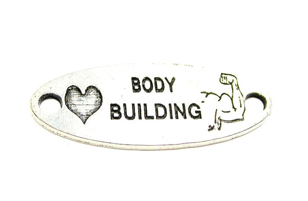 Love Body Building - 2 Hole Connector Genuine American Pewter Charm