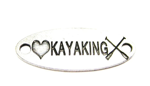 Love Kayaking - 2 Hole Connector Genuine American Pewter Charm