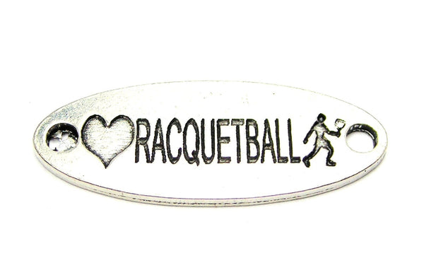 Love Raquetballing - 2 Hole Connector Genuine American Pewter Charm