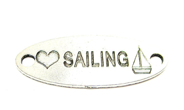 Love Sailing - 2 Hole Connector Genuine American Pewter Charm