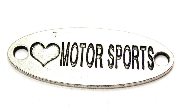 Love Motor Sports - 2 Hole Connector Genuine American Pewter Charm