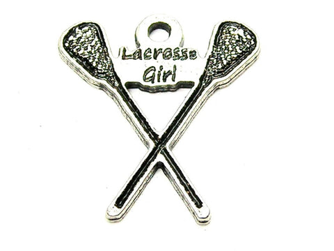 Lacrosse Girl Genuine American Pewter Charm