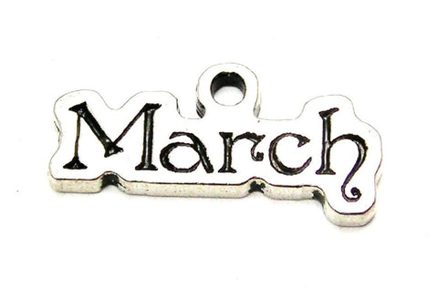 March Outlined Genuine American Pewter Charm