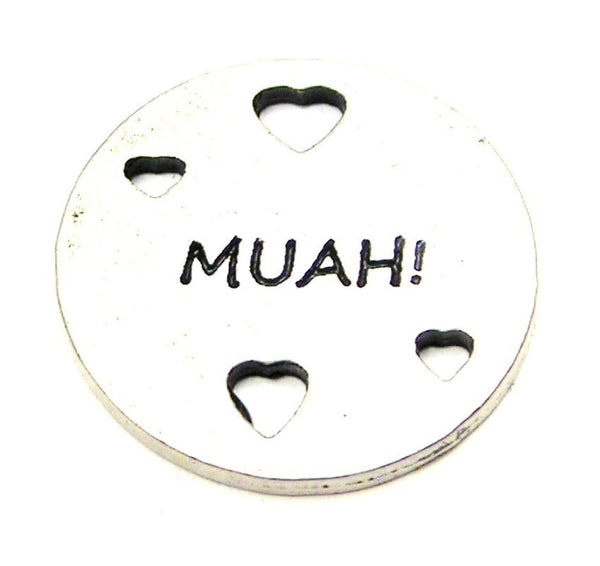 Muah With Cut Out Hearts Genuine American Pewter Charm