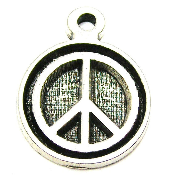 Peace Engraved Deep Circle Genuine American Pewter Charm