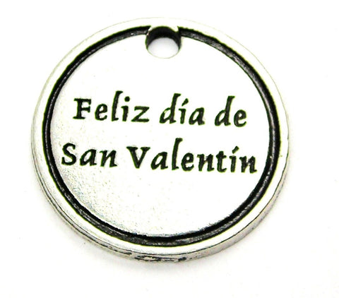 Feliz Dia De San Valentin Genuine American Pewter Charm