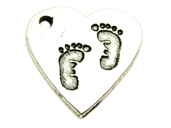 Baby Footprints On Your Heart Option 2 Genuine American Pewter Charm