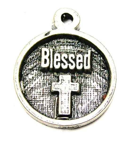 Blessed With Cross Genuine American Pewter Charm
