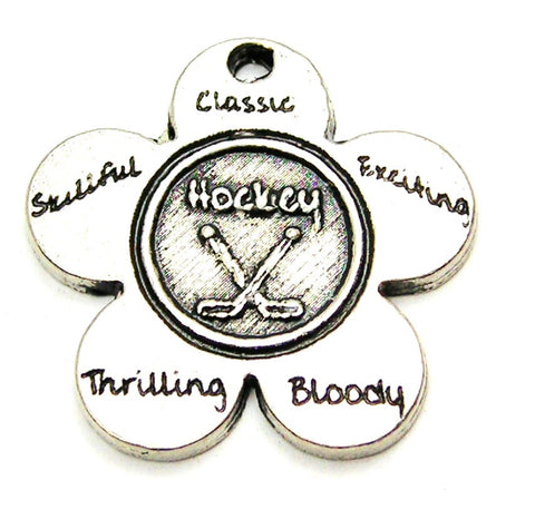 The Hockey Flower Small Genuine American Pewter Charm