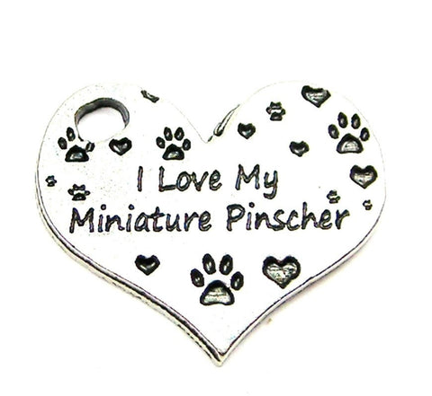 I Love My Miniature Pinscher Heart Genuine American Pewter Charm