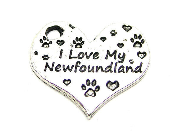 I Love My Newfoundland Heart Genuine American Pewter Charm