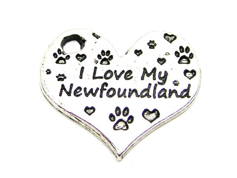 I Love My Newfoundland Heart Genuine American Pewter Charm