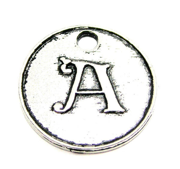 Initial A Circle Genuine American Pewter Charm