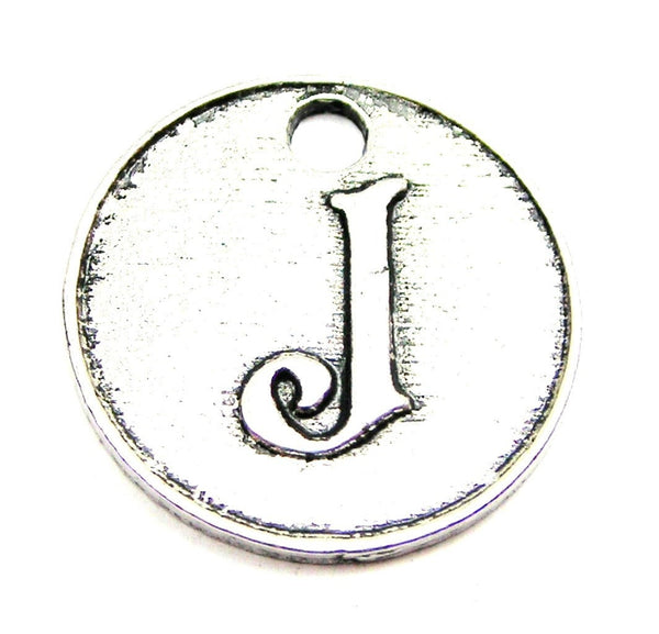 Initial J Circle Genuine American Pewter Charm