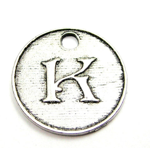 Initial K Circle Genuine American Pewter Charm