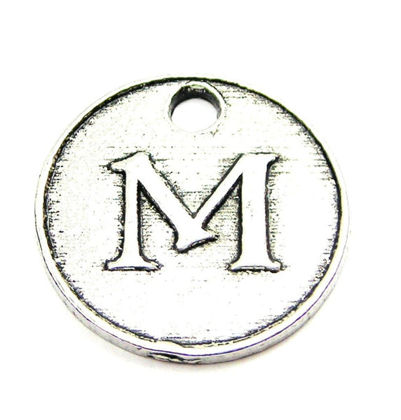 Initial M Circle Genuine American Pewter Charm