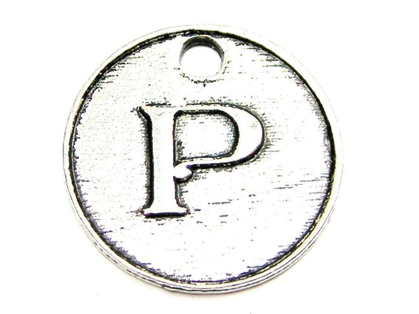 Initial P Circle Genuine American Pewter Charm