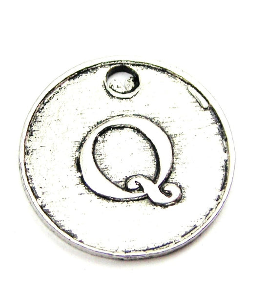 Initial Q Circle Genuine American Pewter Charm