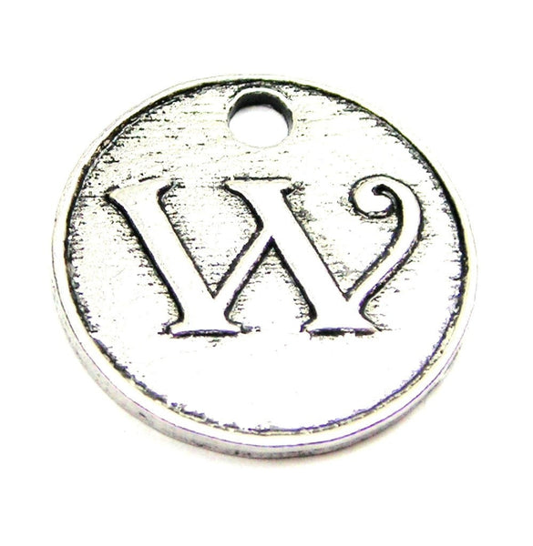 Initial W Circle Genuine American Pewter Charm