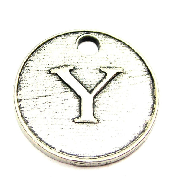 Initial Y Circle Genuine American Pewter Charm